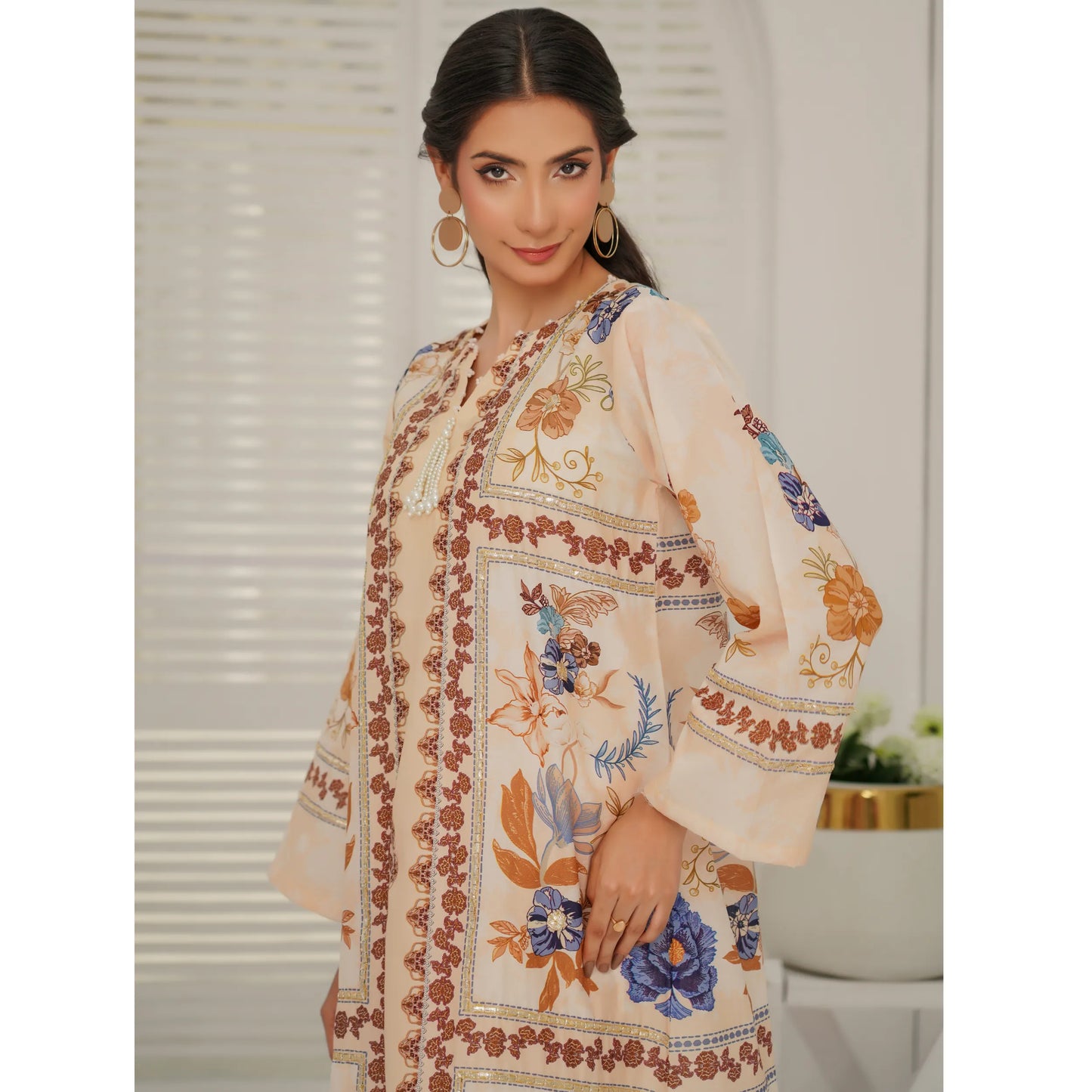 UMS-64 Pakistani Printed Lawn Kaftan Style 2 Piece Suit – Casual Summer Collection by Simrans
