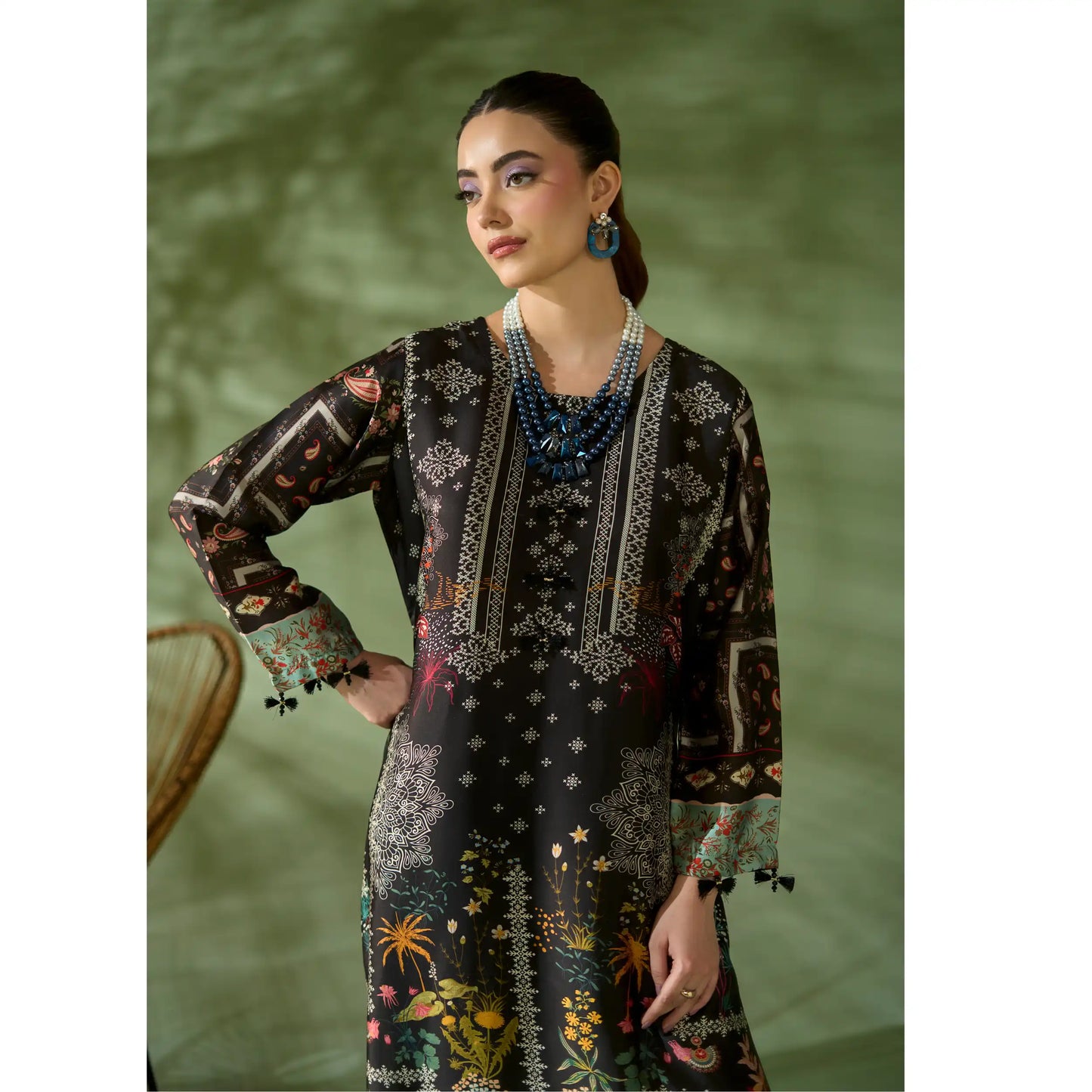 UAL-05 Printed Silk Kaftan Style Co-Ord Set Loose fit Casual Wear | Ethnic wear | ALLY'S