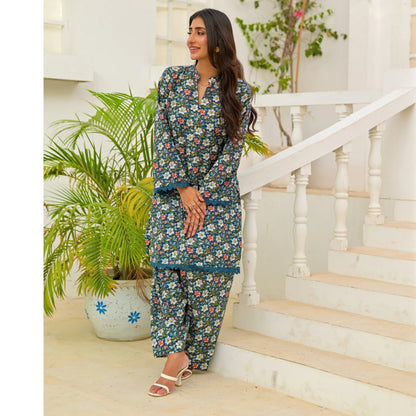 UA-248 Printed Lawn 2 Piece Co-Ord Set | Soft Breathable Summer Outfit | Casual Matching Shirt & Trouser Set by Umnaa