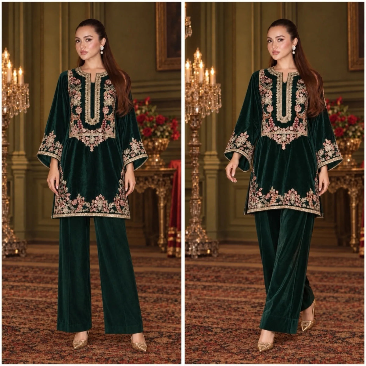 RA-42 Mehr-e-Noor Luxury Velvet Co-Ords | Raniya.h
