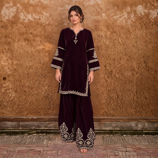 UA-315 Embroidered Farshi Shalwar Cord Set | Umnaa