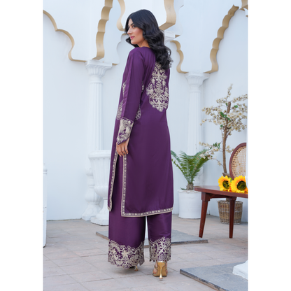 U-71 Embroidered Linen with Pockets 2 Pc Co Ord Set Dress | Ready to wear | UMNAA
