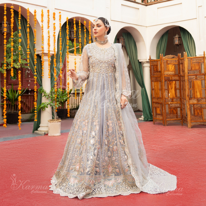 Luxury Embroidered soft Net long Maxi | Wedding Collection | karma Collection | UMKC01301