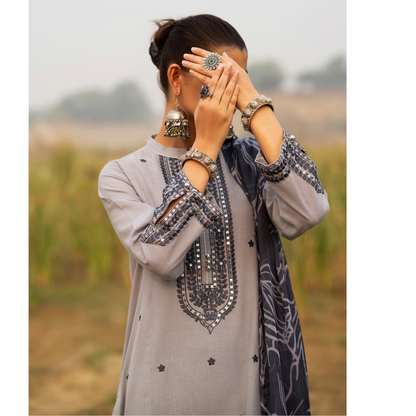 3 Pc Embroidered Khaddar Ready to Wear Collection by Casuallite | UMCAE0901
