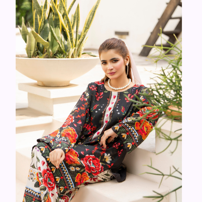 Sëleñe Raw Silk Printed Co-Ords Set by Karma Collection | Ready to Wear Modest fashion Asian