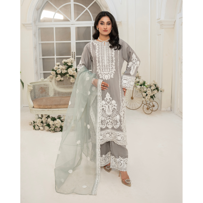 UA-53 Embroidered Viscose Linen 3 Pc Pakistani Dress | Ready to wear | UMNAA