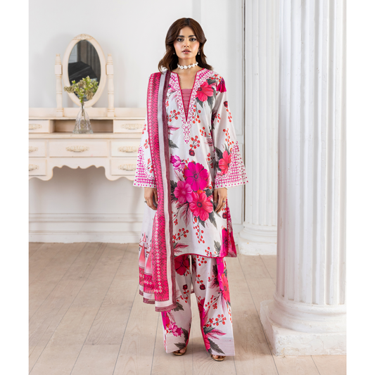 RA-15 Embroidered Trending Printed Farshi Shalwar Lawn Collection 3 Pc | Raniya.h