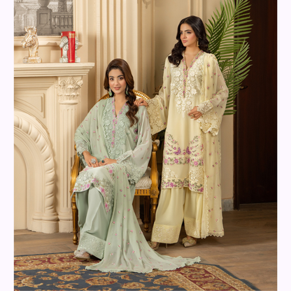 F-464 Embroidered Georgette Farshi Shalwar Collection by karma Collection