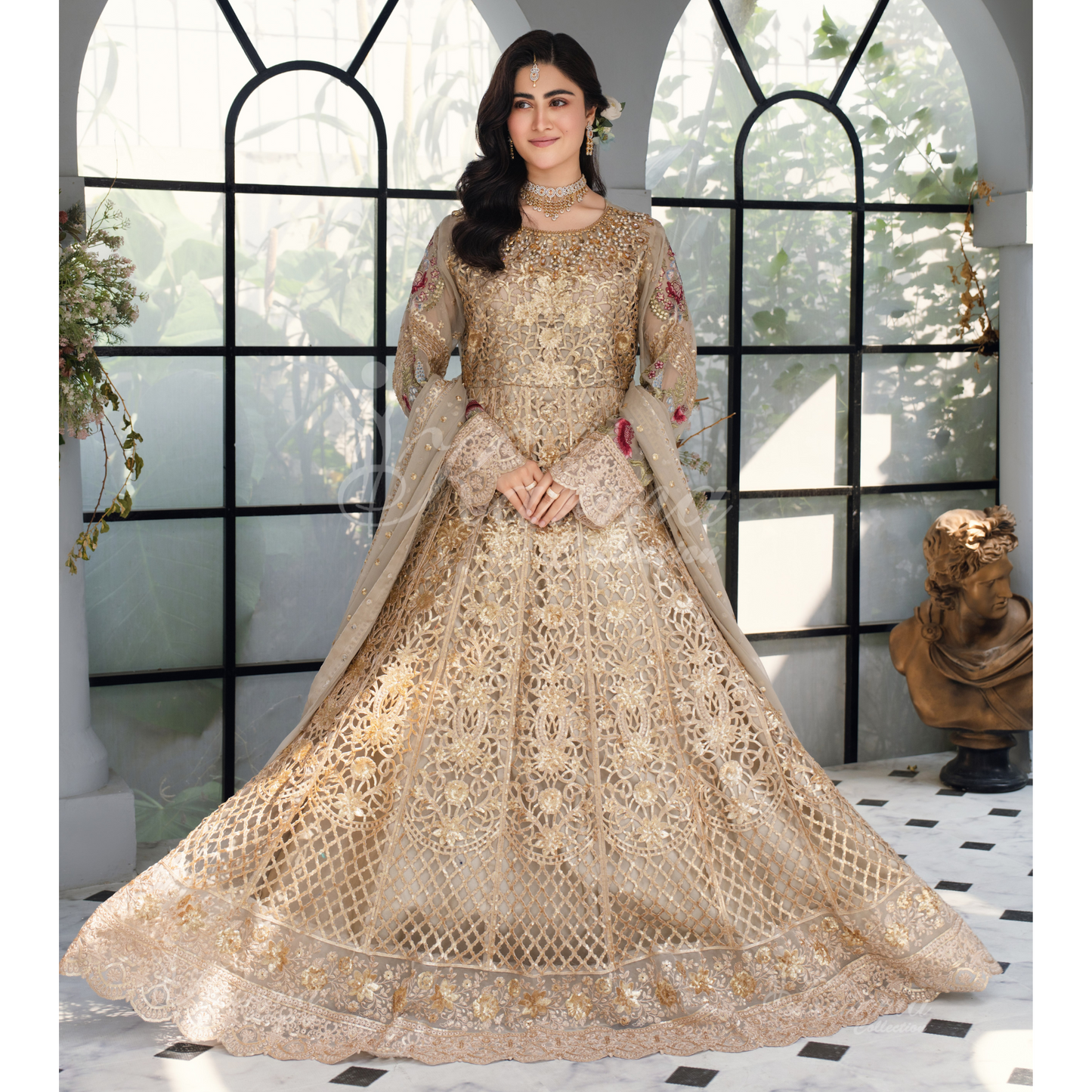 Luxury Embroidered Chiffon long Maxi with chiffon duppata  | Wedding Collection | karma Collection | UMKC01101