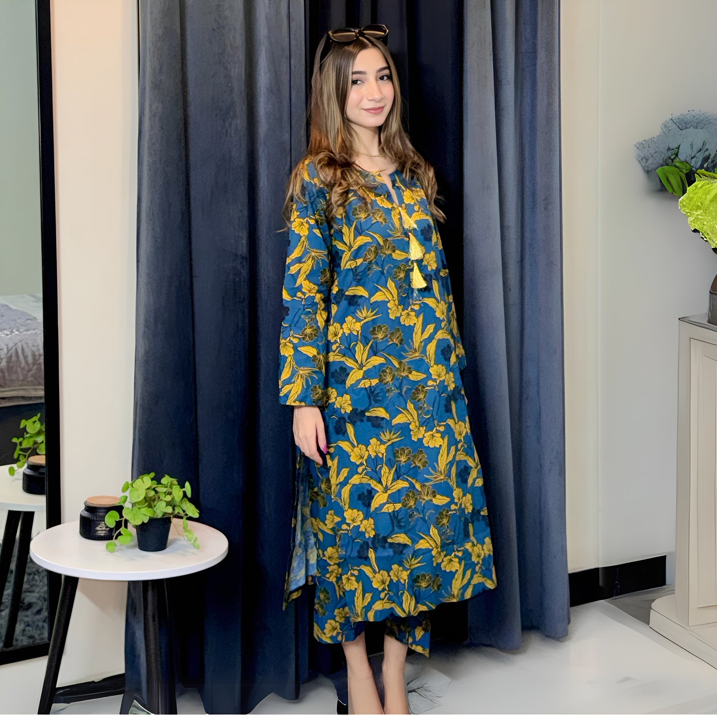 (Multi) 2 Pc floral Printed Khaddar Pakistani Co-Ords Set | Ready to wear| Naubahar
