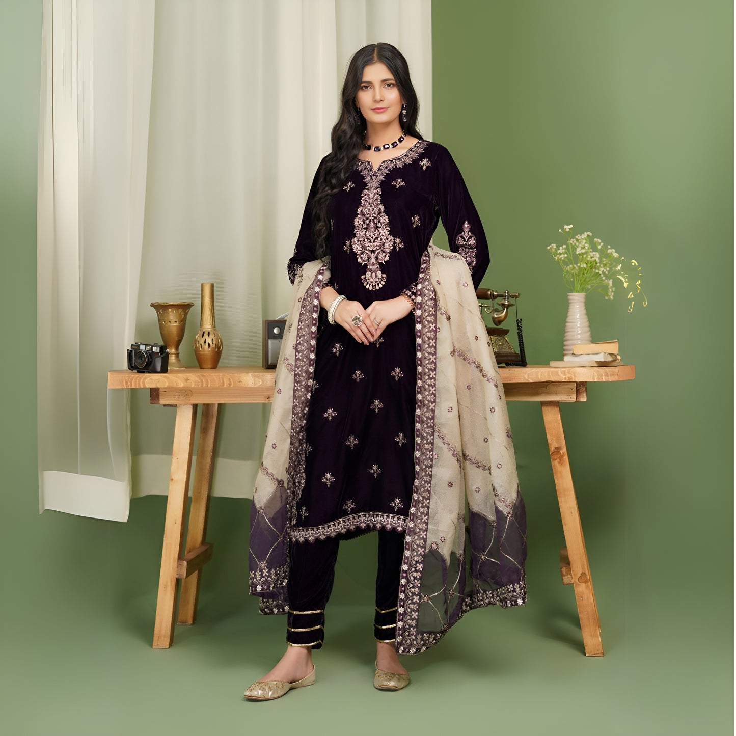 Luxury Velvet Ready to Wear Embroidered Collection by Simrans