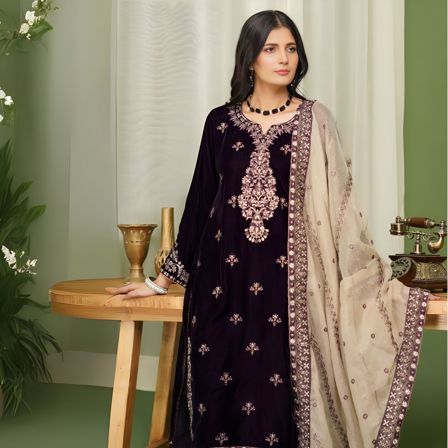 Luxury Velvet Ready to Wear Embroidered Collection by Simrans