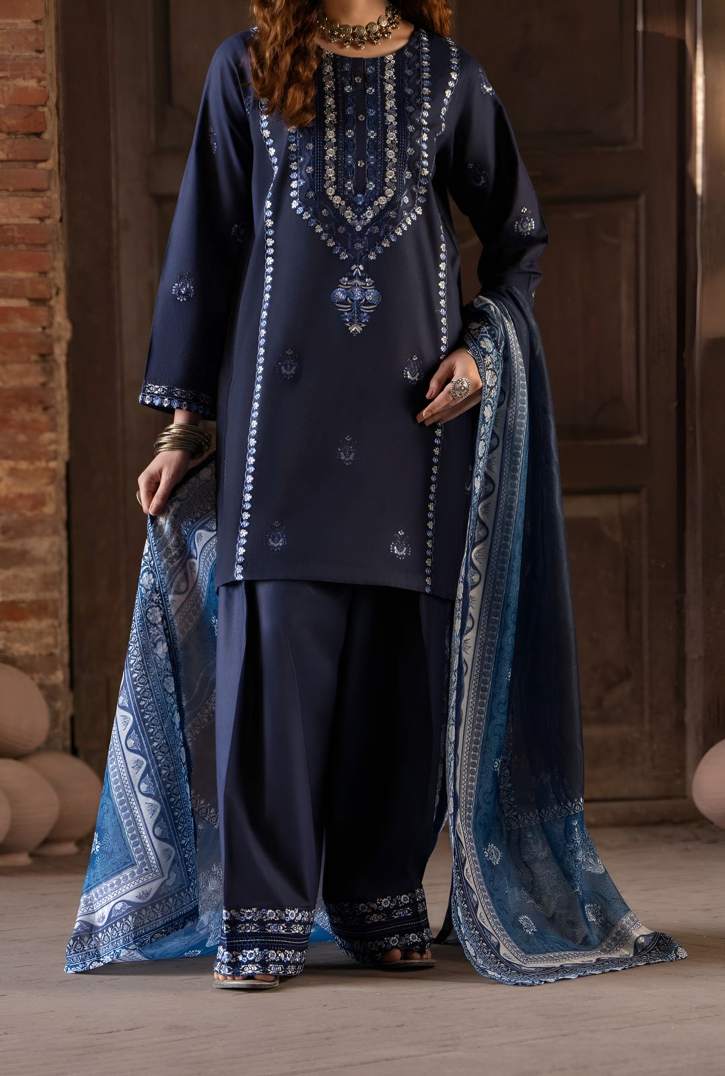 3 Pc Embroidered Cambric Cotton Ready to Wear Eid Collection by Casuallite | UCA-13