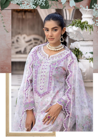 Lilac 3 Pc Chikankari Lawn Collection | SIMRANS