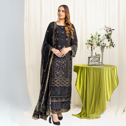 Luxury Embroidered Chiffon Dress 3 Pc | Winter Collection | Rangz | UMRGZ3601