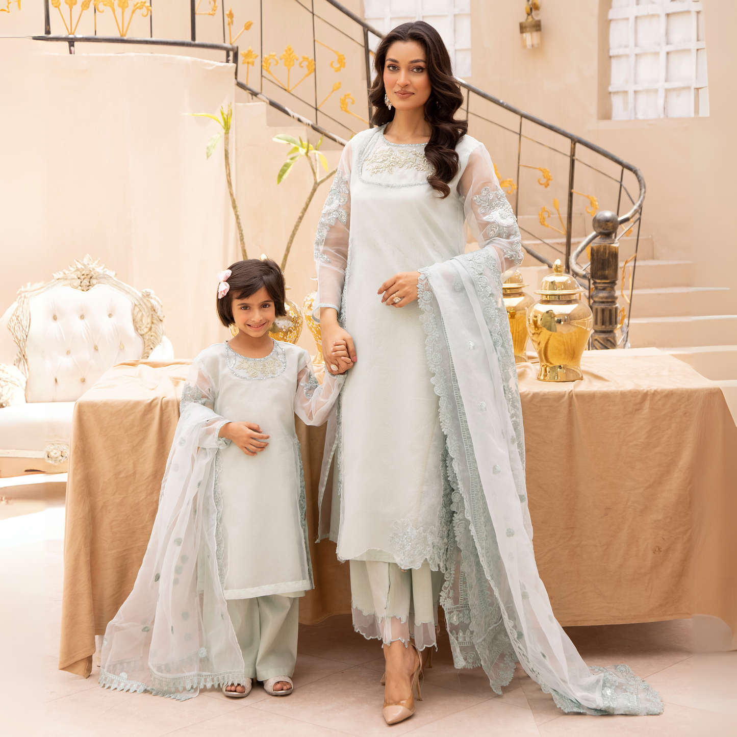 UMS-13 3 Pc Mother & Daughter Luxury Cambric Cotton by Simrans