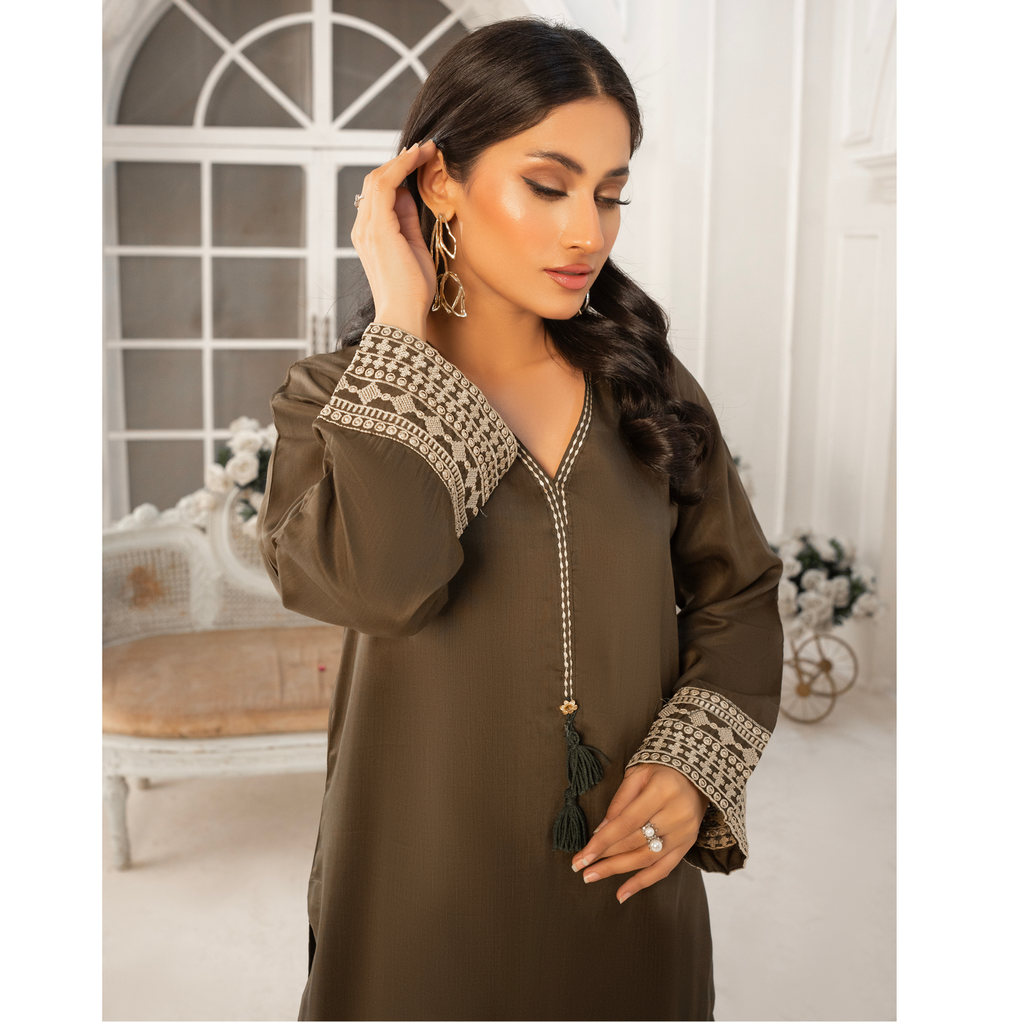 Embroidered Viscose Linen  2 Pc Pakistani Co Ord Set Dress | Ready to wear | UMNAA