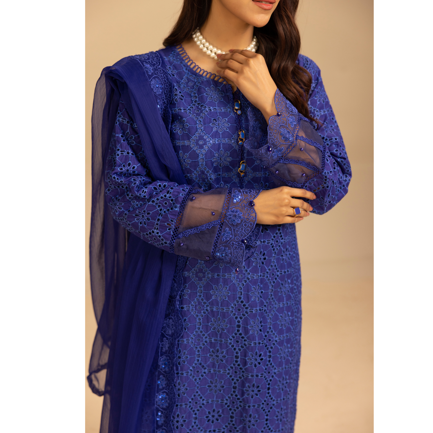 UMS-18 Embroidered Linen Chikenkari 3 Pc Pakistani Dress | Ready to wear | Simrans