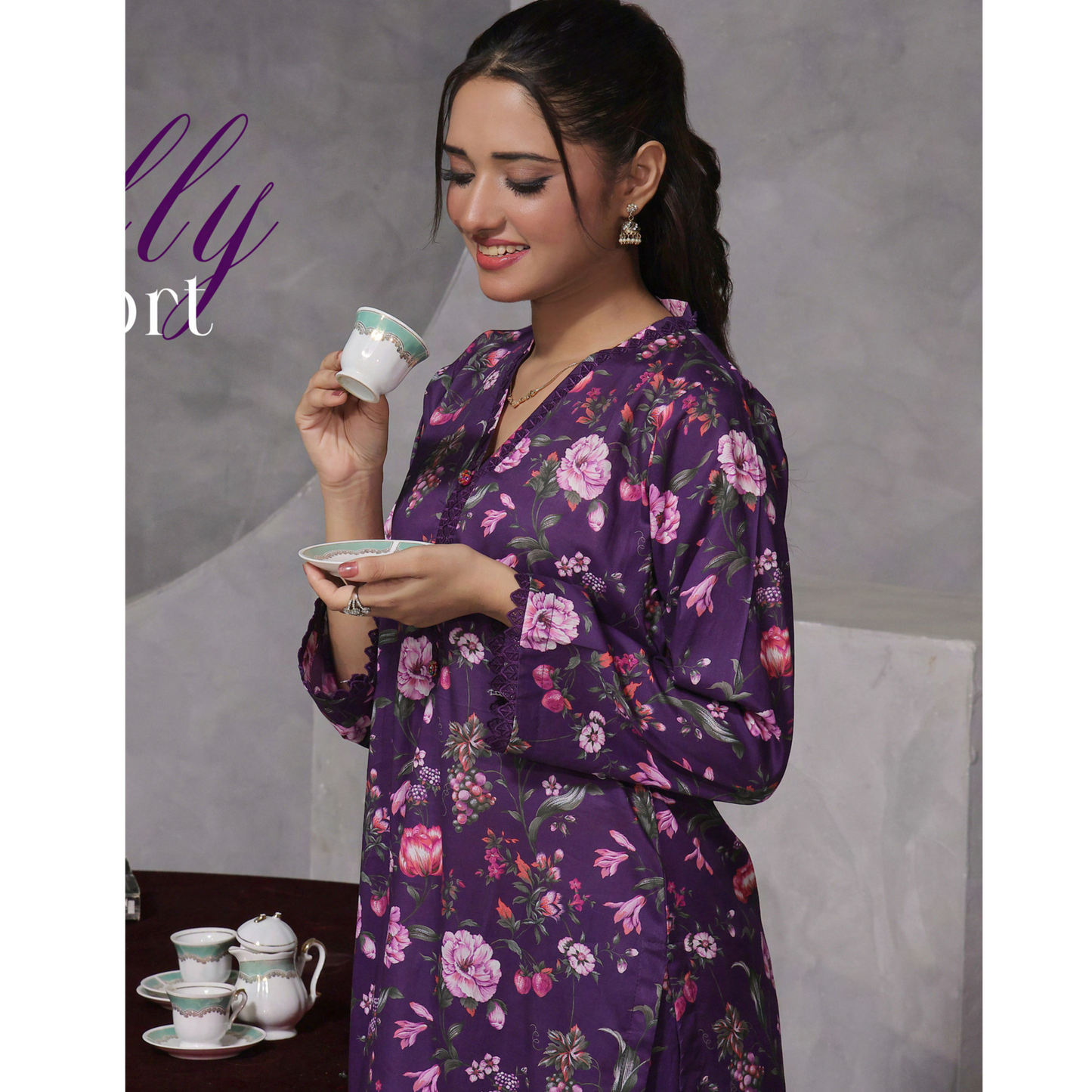 2 Pc Ready to wear Printed Lawn Co-Ords Dress - Saphron