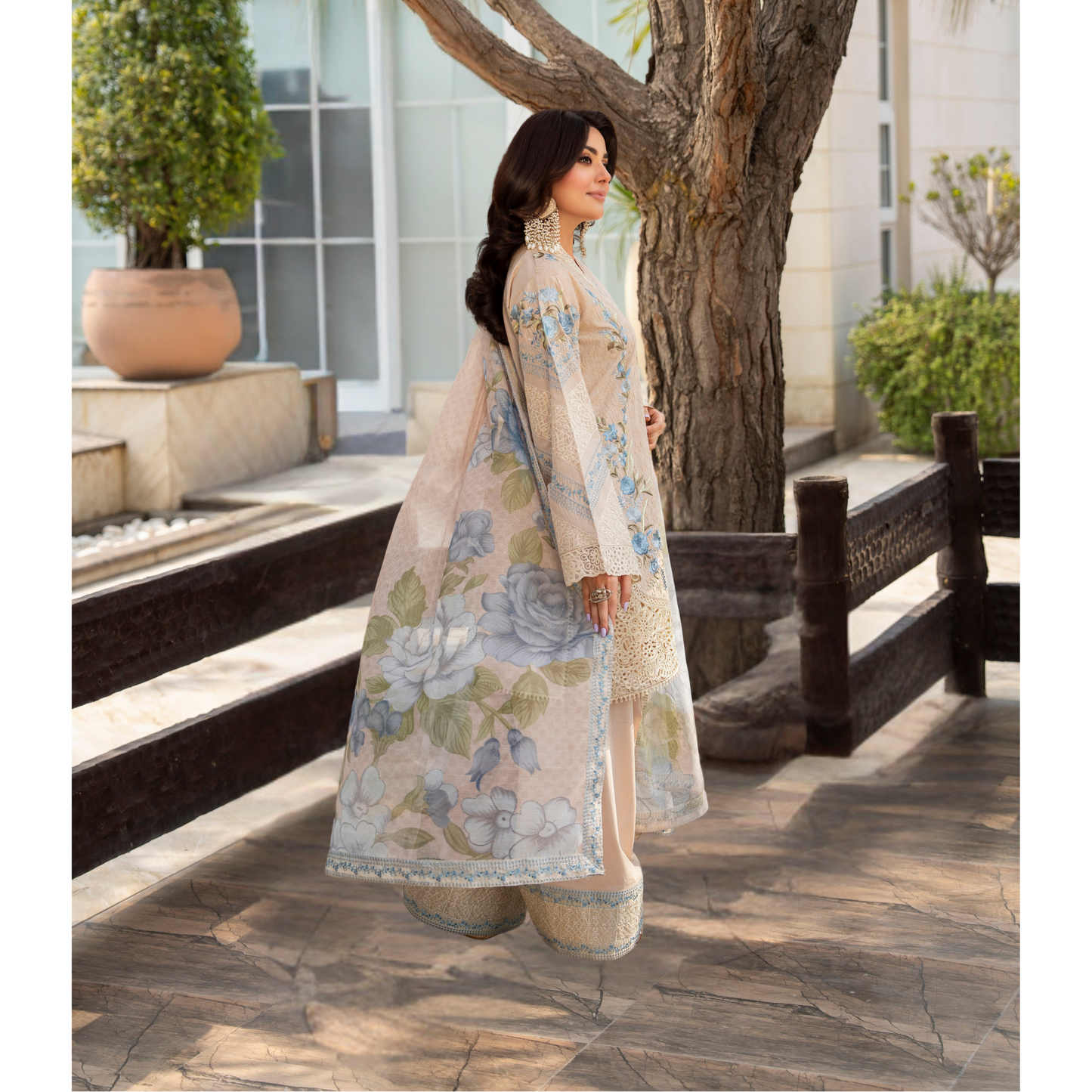 KC-1488 Chikenkari Luxury Cotton Farshi Shalwar 3 Pc Collection | Ready to Wear | Karma Collection