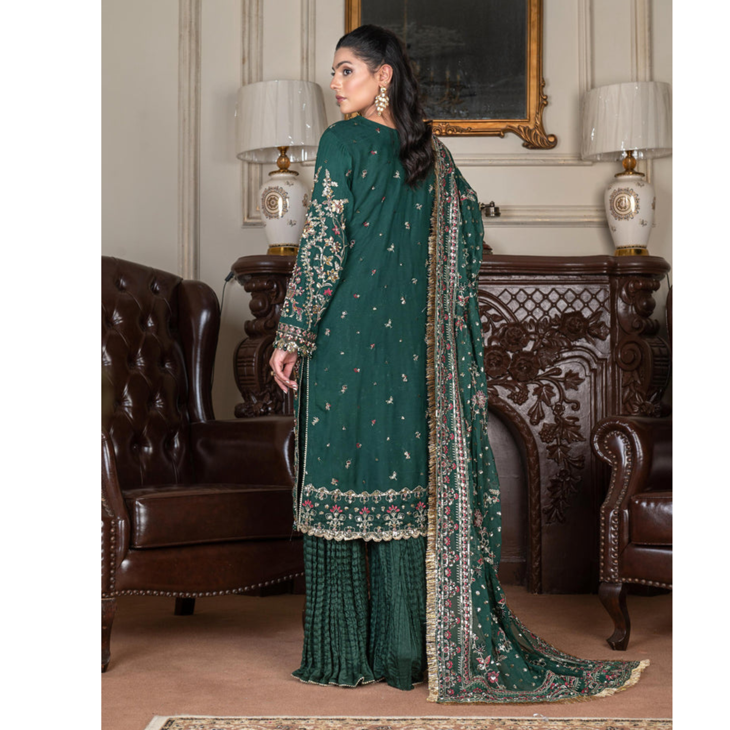 UA-115 Luxury Embroidered Festive Chiffon Collection | Ready to Wear | Umnaa