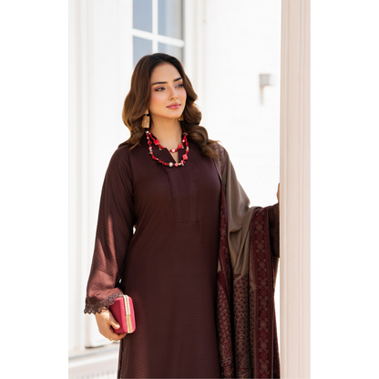 RA-23 Dhanak Dress with Kashmiri Wool Shawl 3 Pc Collection |Ready to Wear | Winter Collection | Raniya.h