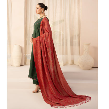 UA-140 Embroidered Dhanak Dress with Pashmina Shawl | Ready to Wear | Asian Clothes