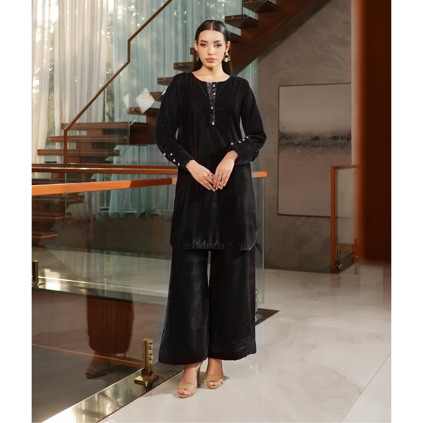 UMS-47 Coco by Simrans Velvet Co-Ords set | Ready to Wear | Asian Clothes
