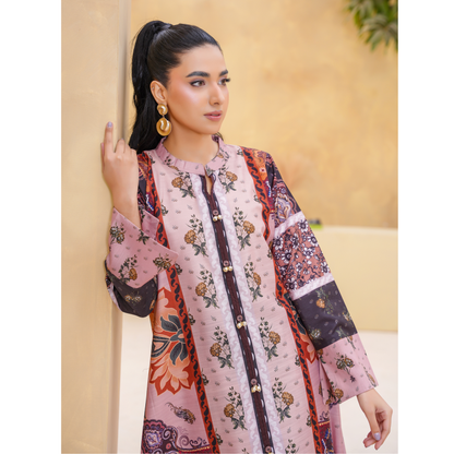 UA-157 Printed Slub Khaddar Kaftan Co-Ord Set | Winter 2 Piece Outfit