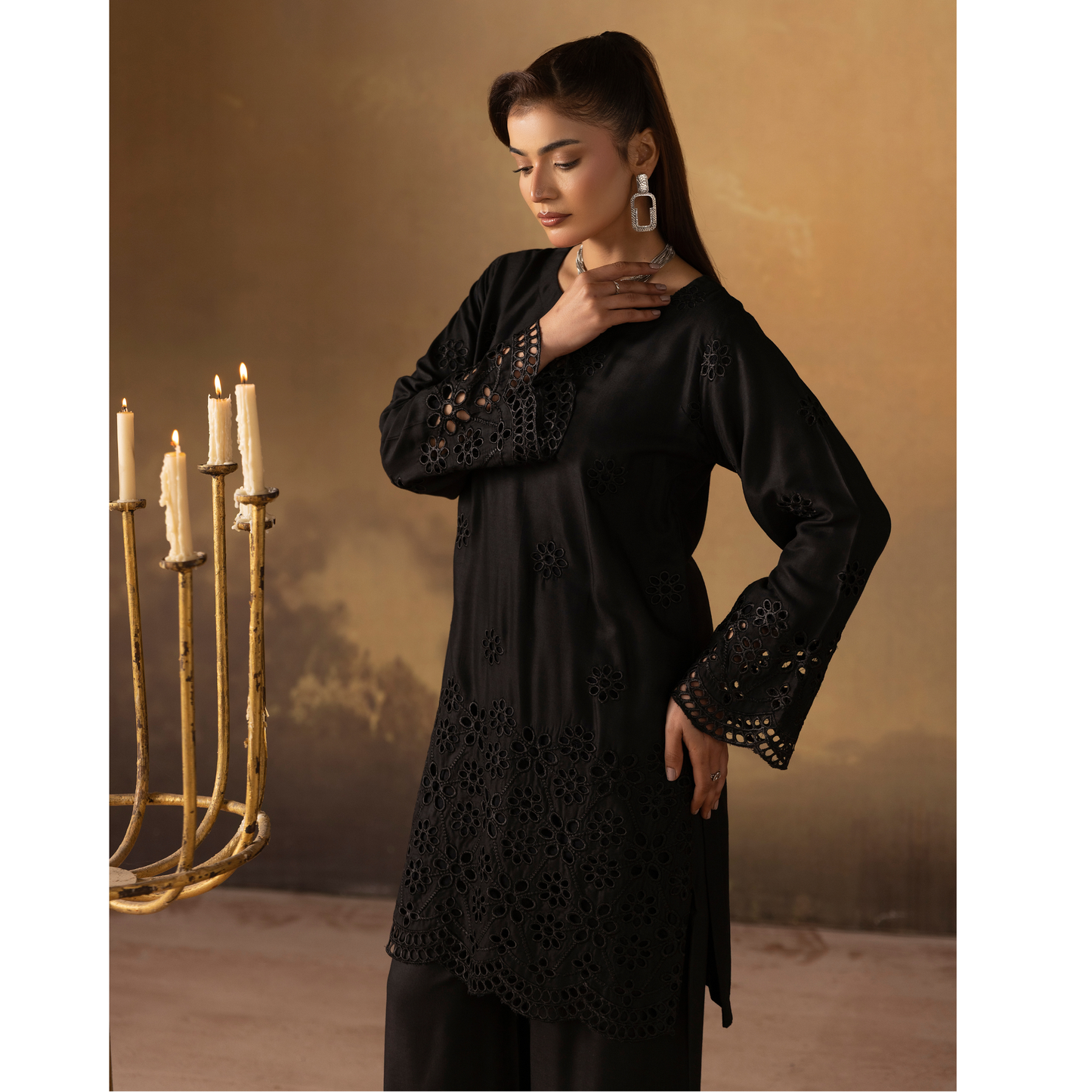 UMS-50 "Luxkari" Linen Chikenkari Co-Ords 2 pc Set by Simrans