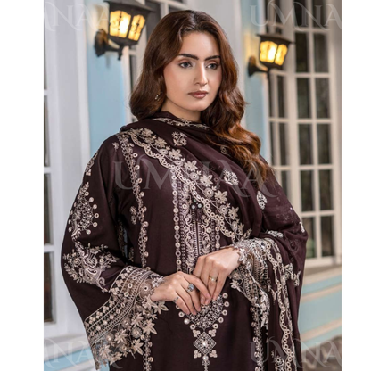 UA-159 Embroidered Dhanak Collection by Umnaa