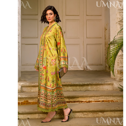UA-160 Printed Silk kaftan Style long Maxi 1 PC  | Ready to wear | Umnaa