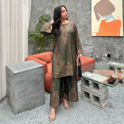 UA-169 Silk Printed Co-Ords Set by Umnaa | Ready to Wear Modest fashion Asian