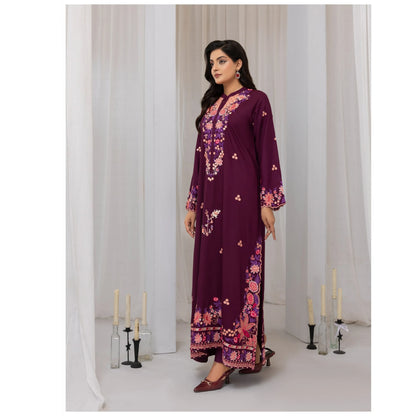 UTT-22 Embroidered Viscose Linen Kaftan Style 2 Piece Co Ord Set Collection by Traditional Thread