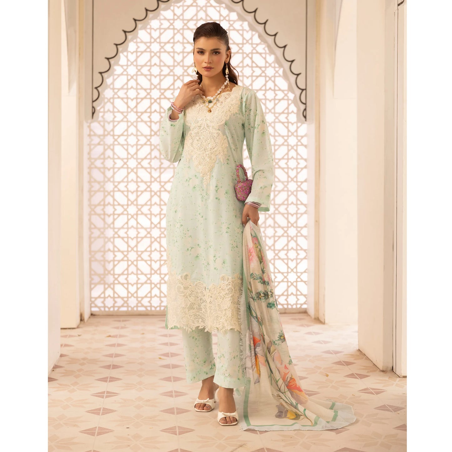 UMS-63 "Limelight" by Simrans Embroidered Printed Pure Lawn 3 Pc Collection Ready to Wear Pakistani Asian clothes
