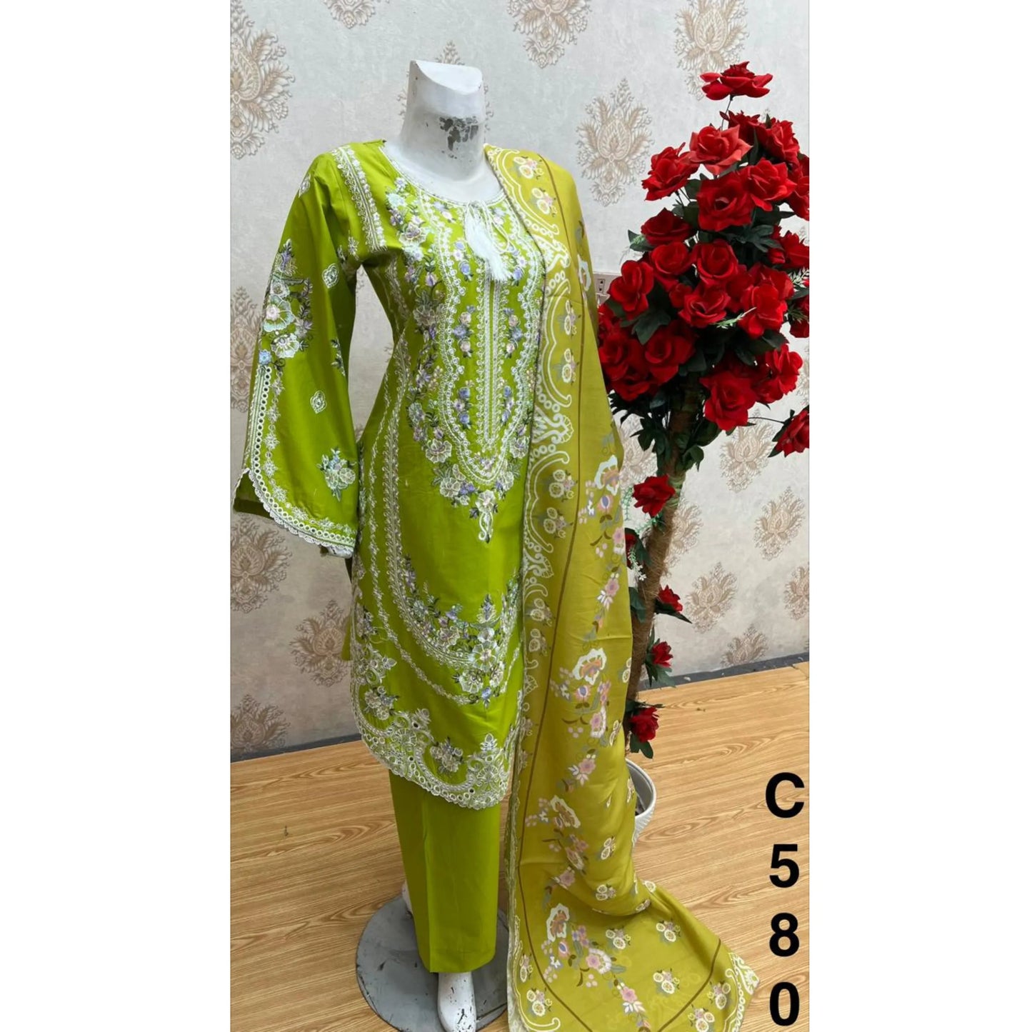 UA-193 Embroidered Cotton Collection 3 Piece | Ready to Wear | Asian clothes