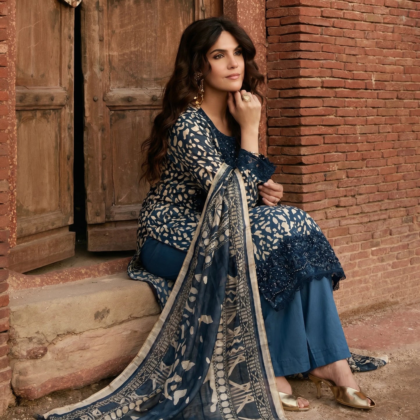UA-198 Embroidered Printed Poly Silk Lawn Collection by Umnaa | Ready to Wear | Asian Clothes