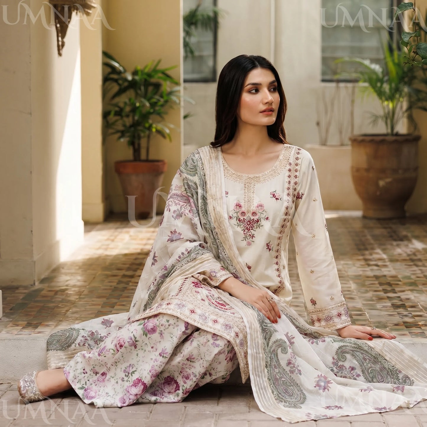 UA-211 Embroidered Viscose with Cotton Silk Sharara collection by Ready to Wear Pakistani Asian clothes