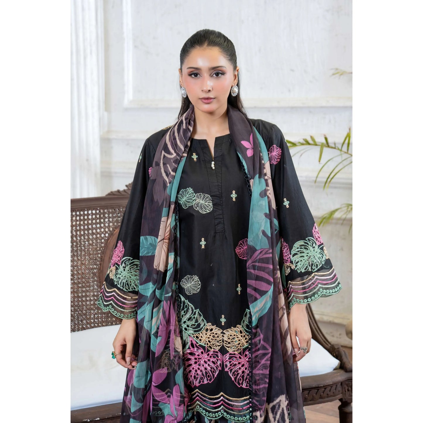 UMRZ-61 "Riwayat" by Rangz Embroidered Cotton with poly Lawn Sharara Festive collection| Ready to Wear Pakistani Asian clothes