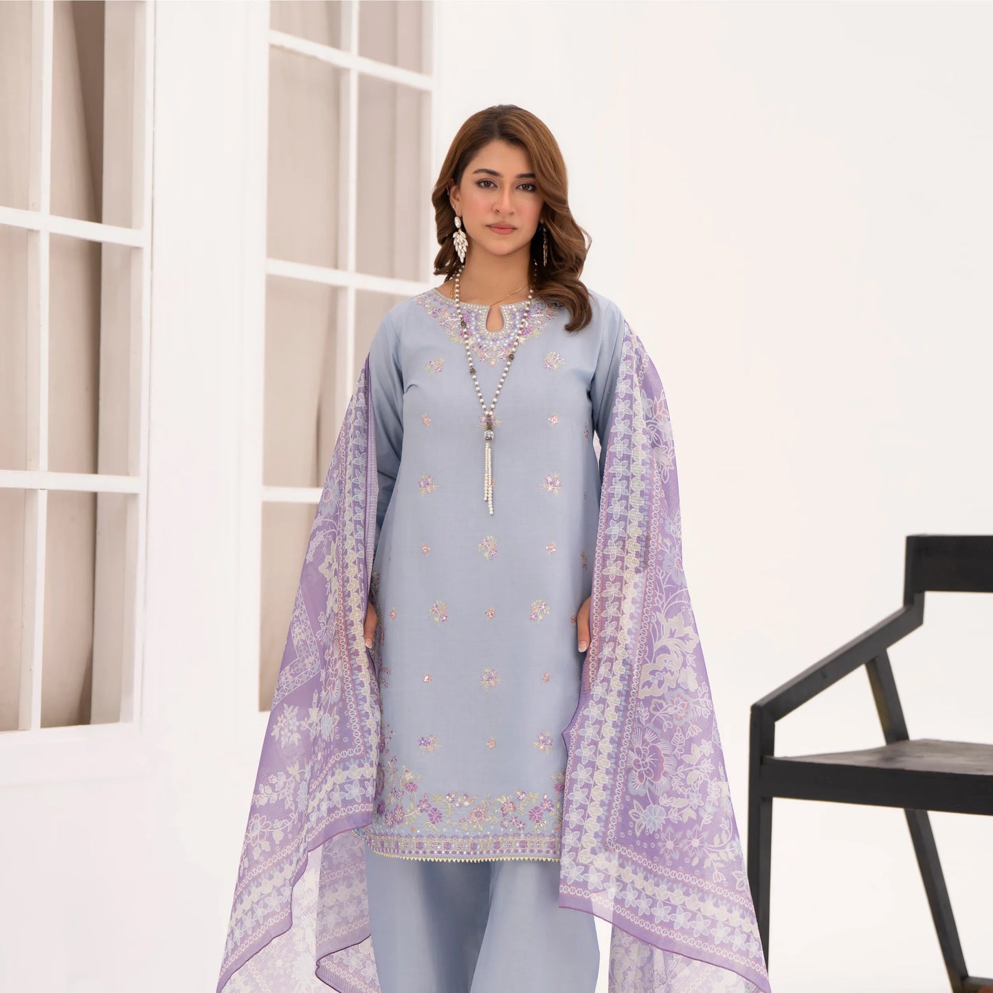 UA-216 Embroidered Cambric Cotton Collection by Umnaa | Ready to Wear Pakistani Asian clothes