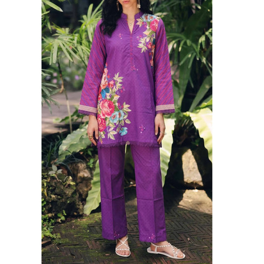 USN-21 Printed Lawn 2 Piece Co-Ord Set for Women | Soft Summer Casual Wear by Saphron