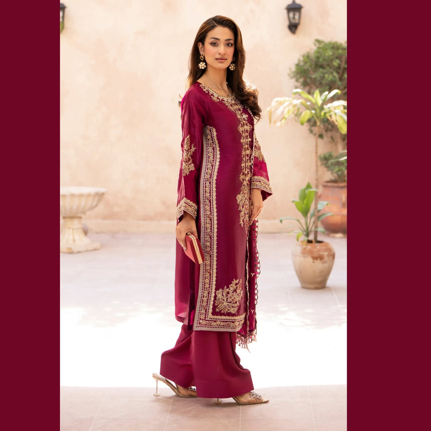 RA-36 Embroidered Sheesha Silk 3 Piece Suit | Premium Embroidered Silk Dress with Dupatta | Women's Party & Festive Wear