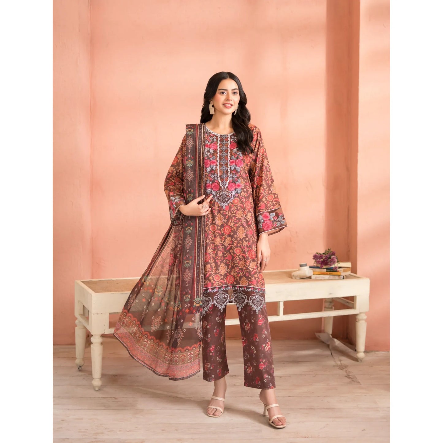 RA-37 Embroidered Printed Lawn Dress with Printed Cotton Silk Dupatta | Women's 3 Piece Summer Suit