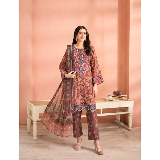 RA-37 Embroidered Printed Lawn Dress with Printed Cotton Silk Dupatta | Women's 3 Piece Summer Suit