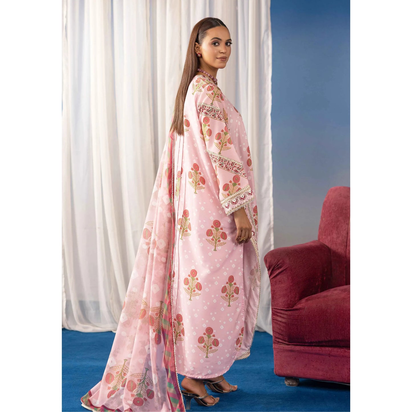 UMS-67 Ethnic Rozana by Simrans Poly Lawn Kaftan Co Ords set