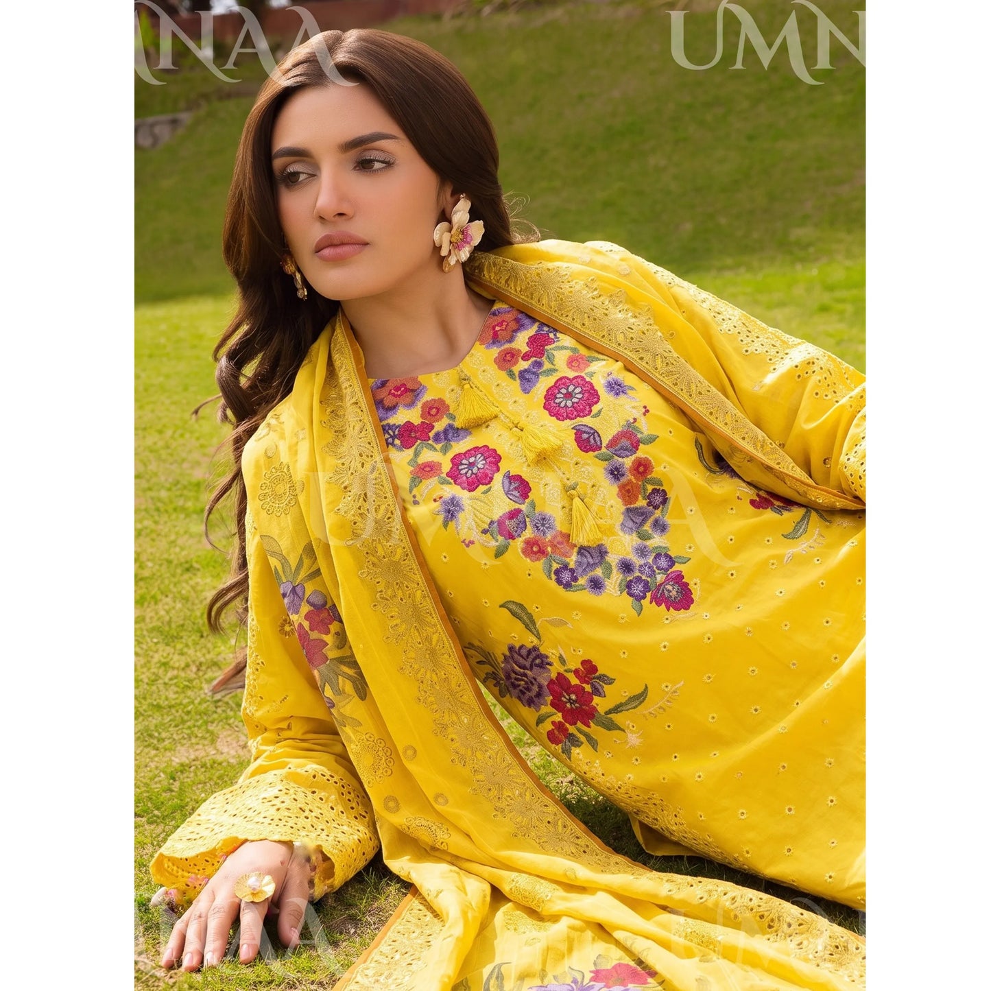 UA-270 Embroidered Cambric Cotton with Tulip Style Shalwar | Umnaa