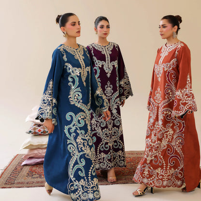 UAL-02 Embroidered Kaftan Raw Silk Co-Ord Set 2 Pc | Adan's Libas