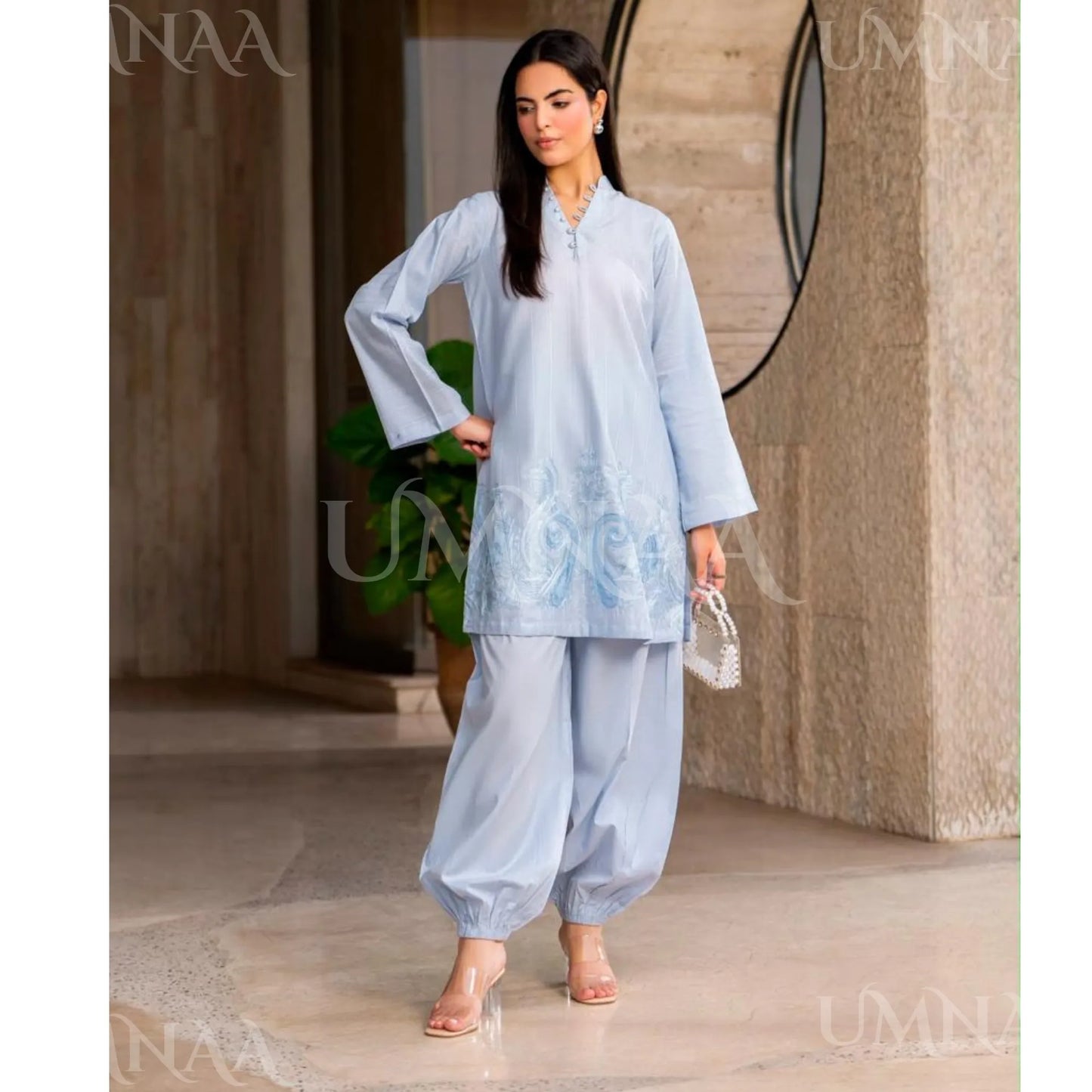 UA-277 Embroidered Trendy Cotton Co-Ord Set | Umnaa