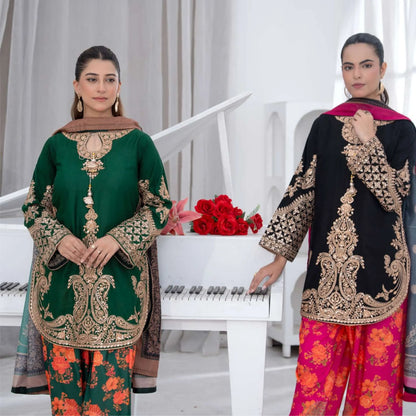 UTT-25 " Ethnic" Cambric Cotton 3 Pc Collection | Traditional Thread