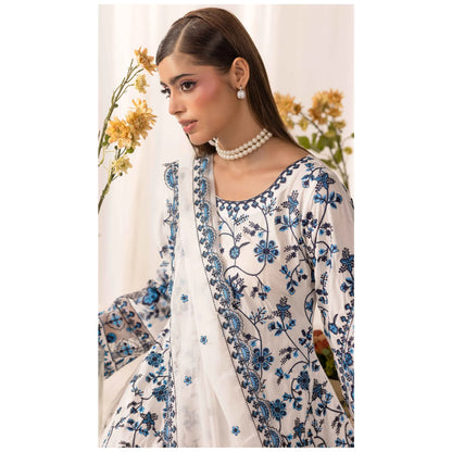 UMS-69 "Aaliya by" Simrans Embroidered Linen frock 3 Pc